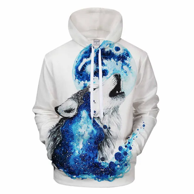 3D Howling Wolf Hoodie