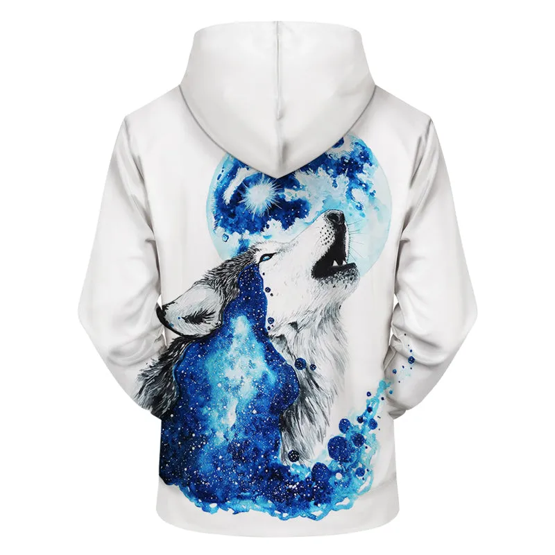 3D Howling Wolf Hoodie