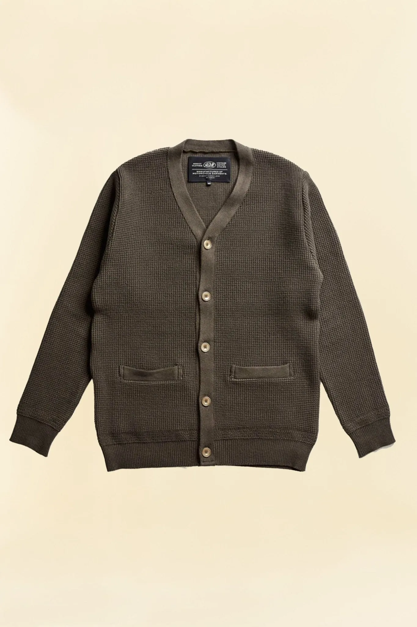 Addict Clothes ACVM Waffle Cotton Knit Cardigan - Army Green