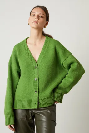 AURORA BUTTON FRONT CARDIGAN IN ALOE