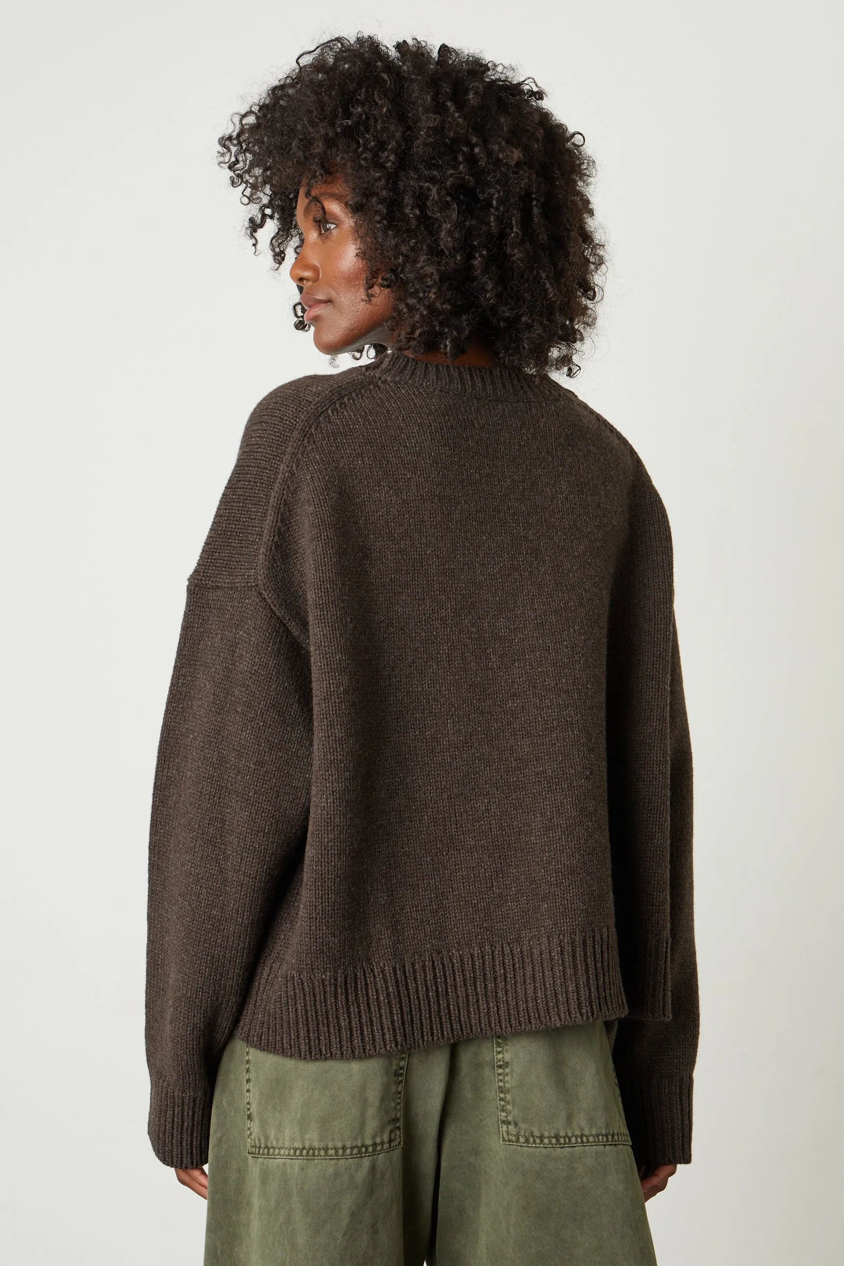 AURORA BUTTON FRONT CARDIGAN IN COFFEE