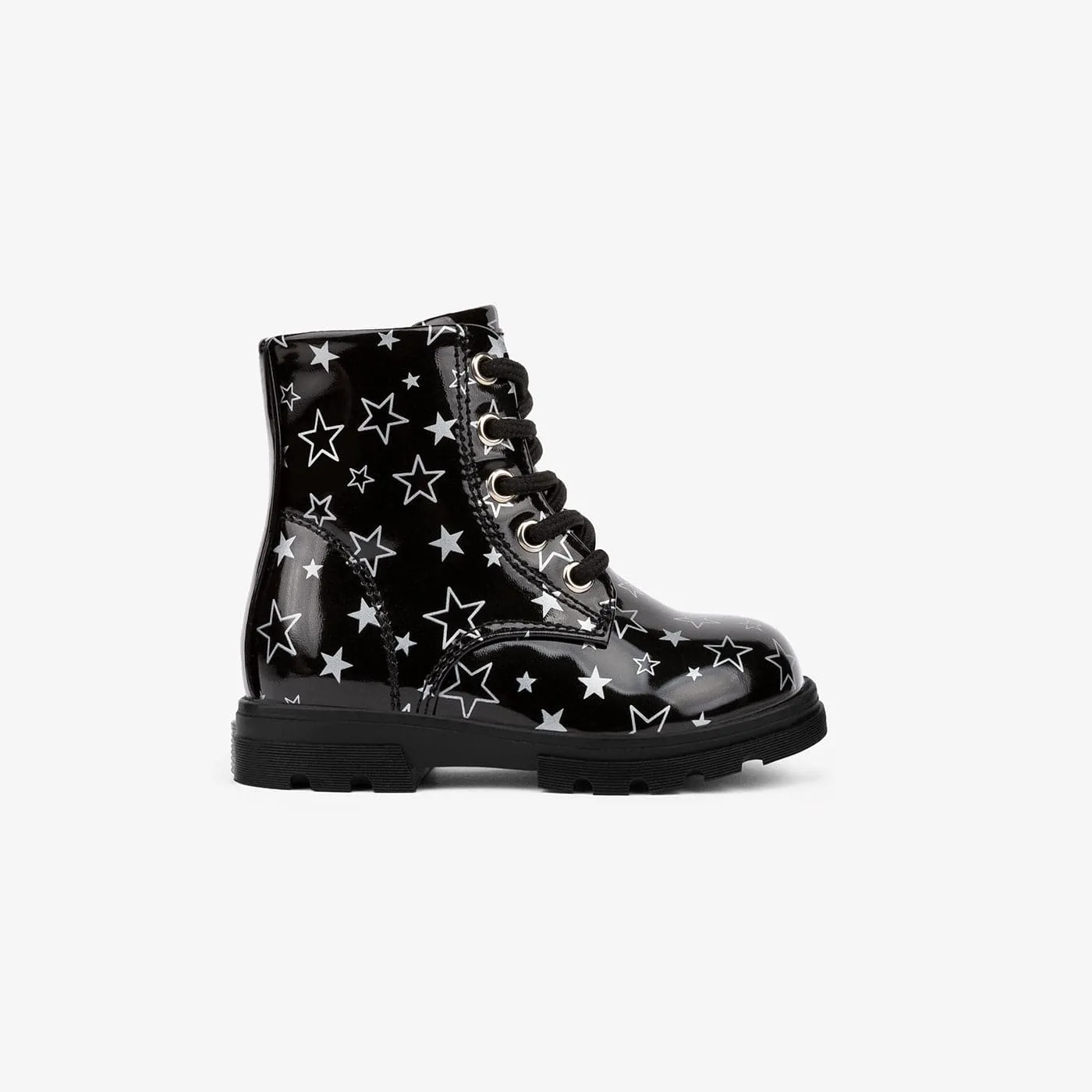 Baby's Black Stars Combat Boots