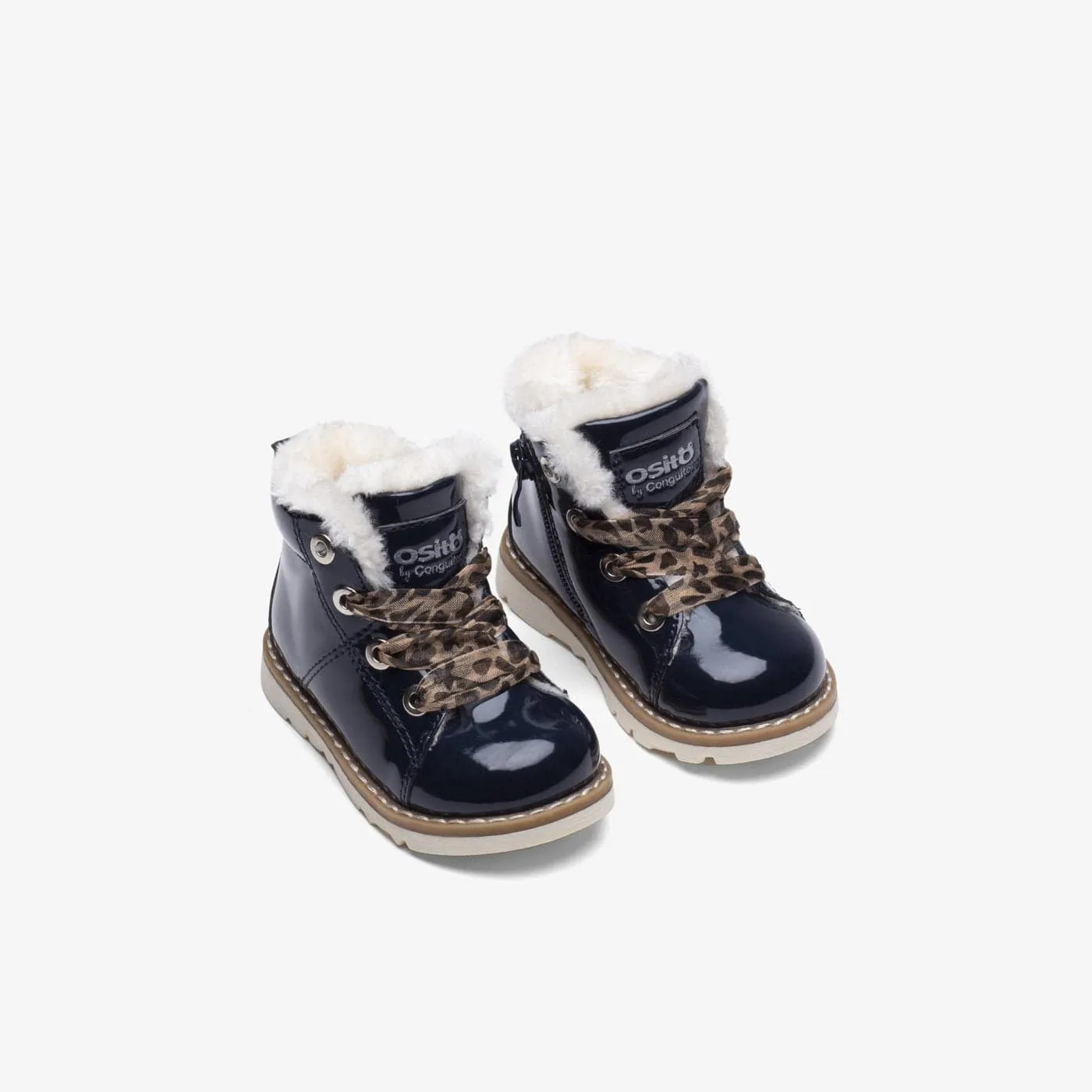 Baby's Navy Patent Leather Boots