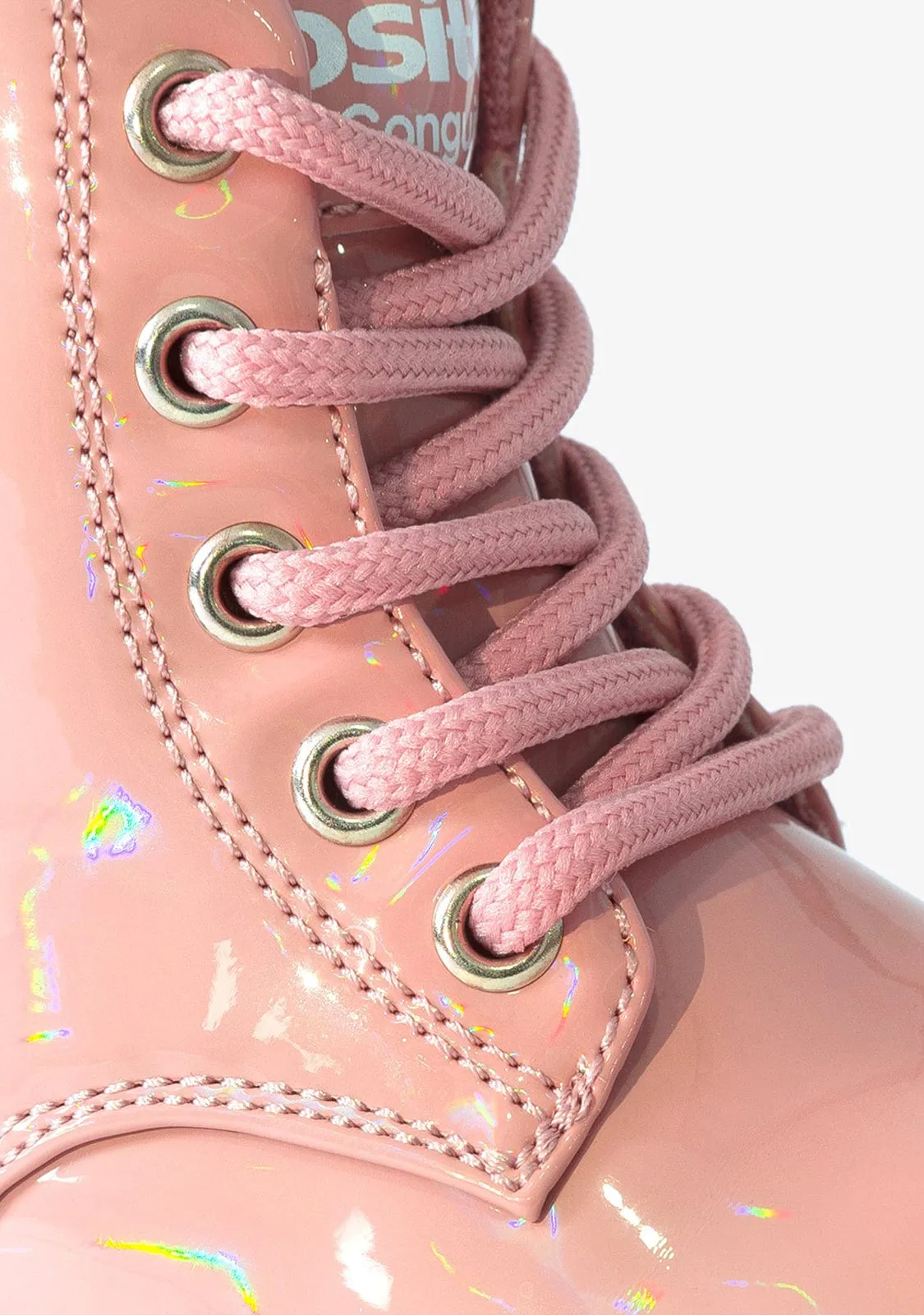 Baby's Pink Iridescent Combat Boots