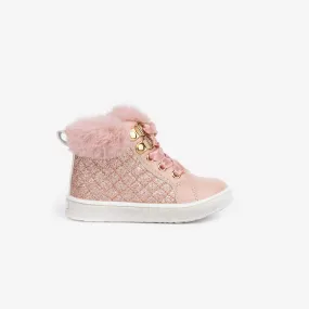 Baby's Pink Quilted Ankle Boots Napa