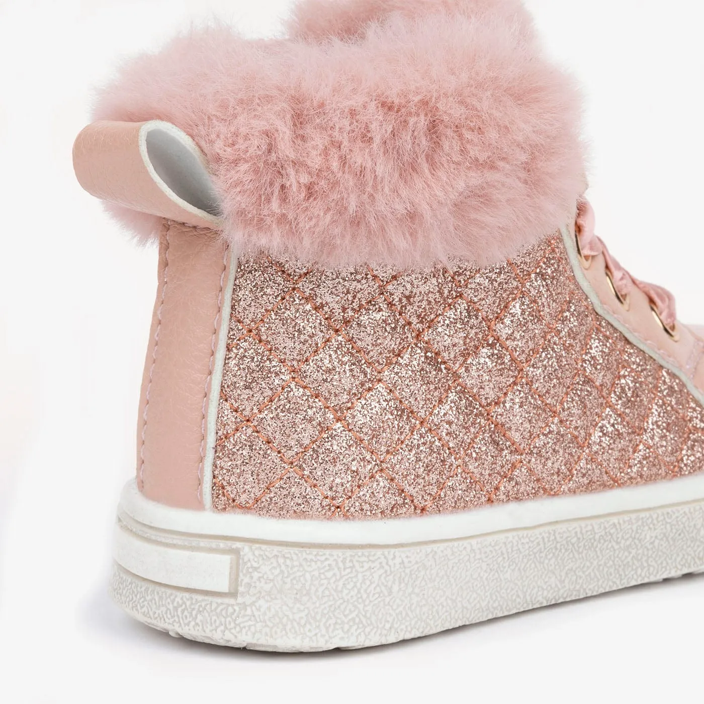 Baby's Pink Quilted Ankle Boots Napa