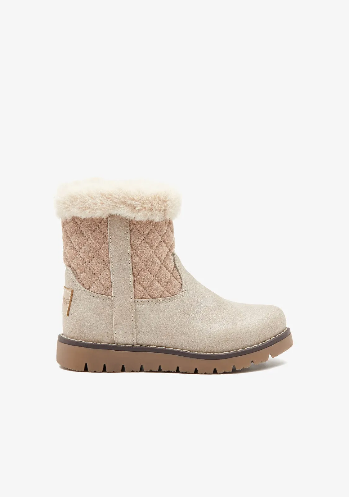 Beige Diamond Plush Boots