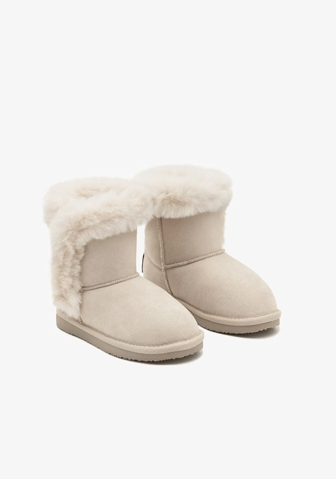 Beige Fur Water Repellent Australian Boots