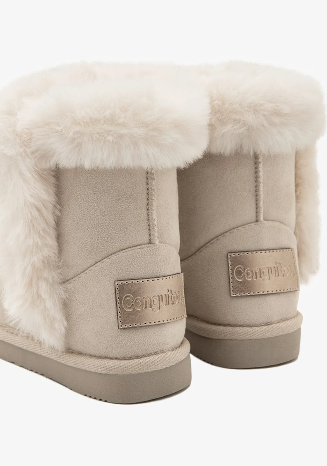 Beige Fur Water Repellent Australian Boots