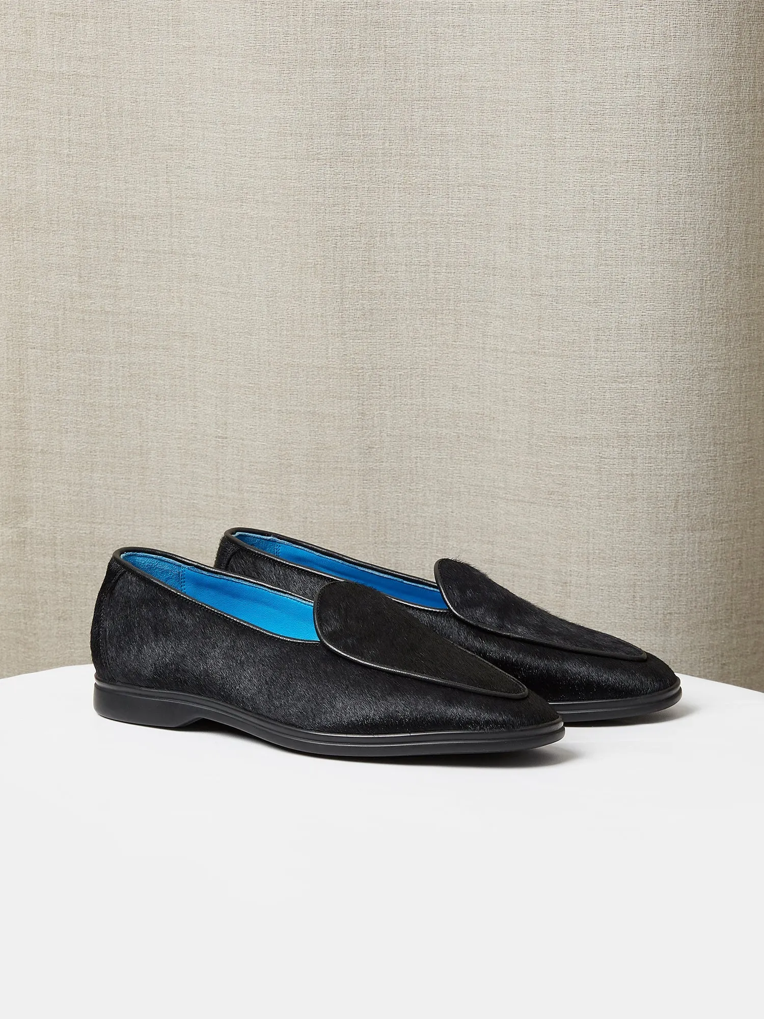 Belgian Loafers in Black Pony Hair