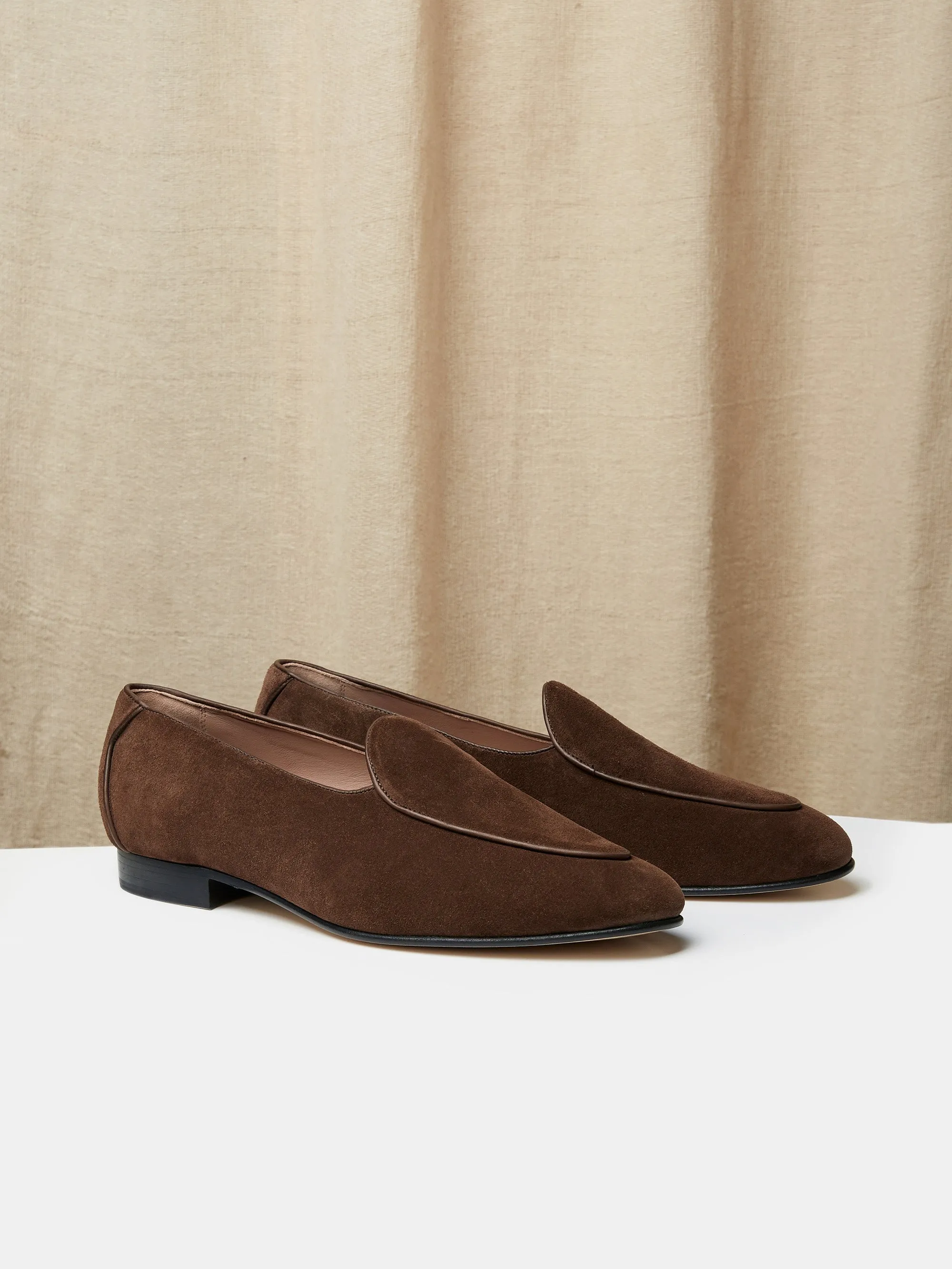 Belgian Loafers in Chocolate Brown Suede