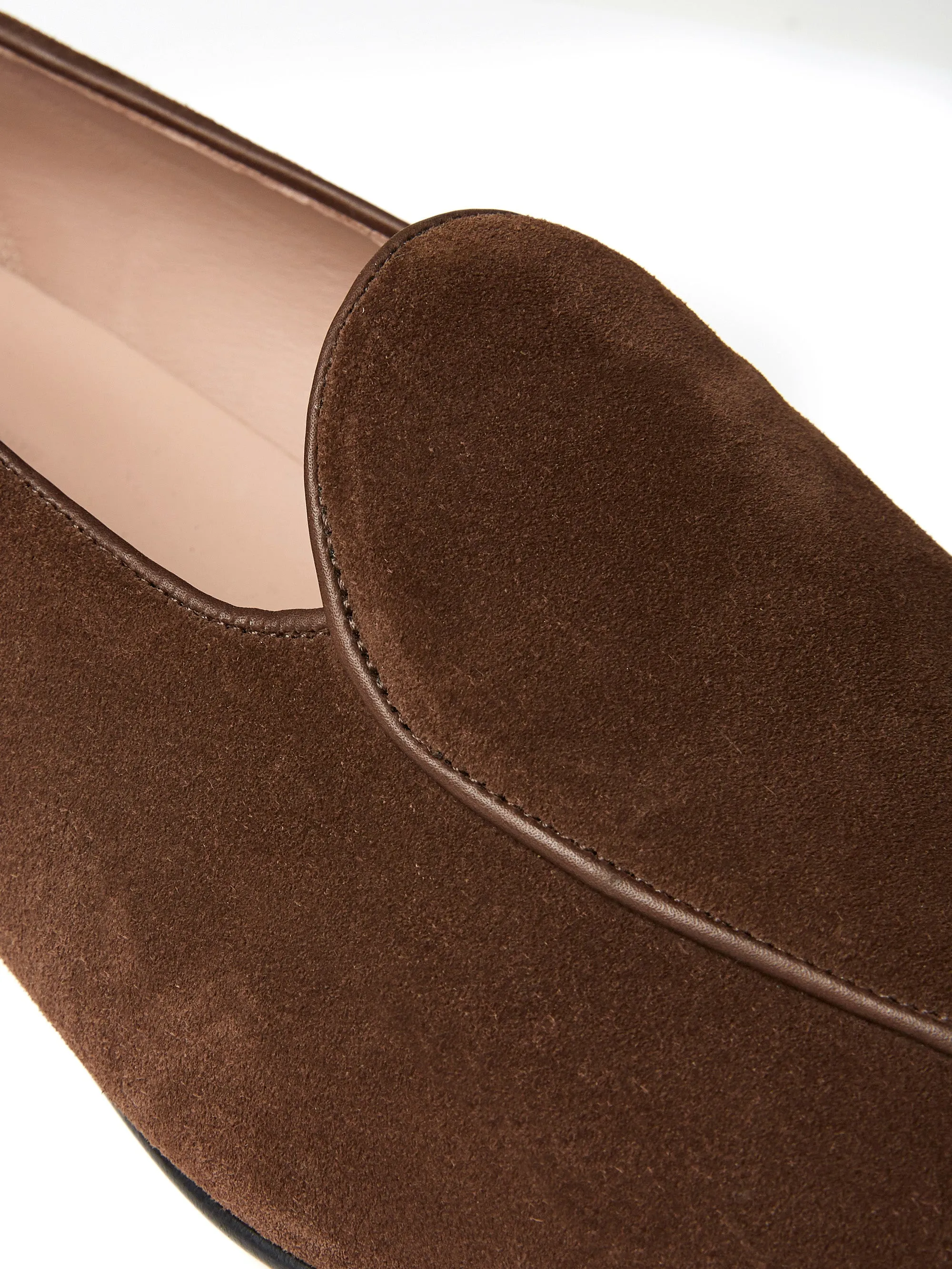 Belgian Loafers in Chocolate Brown Suede