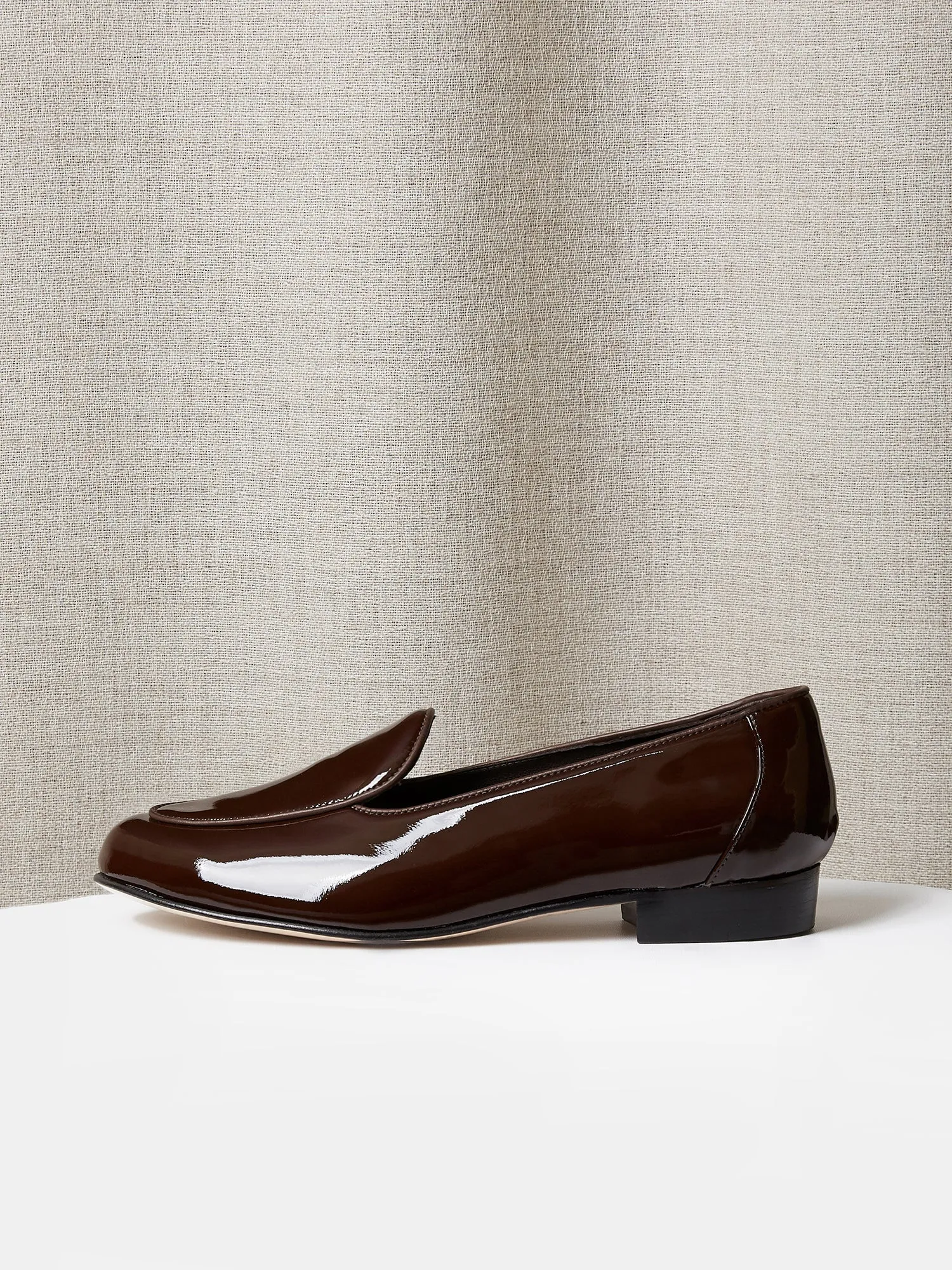 Belgian Loafers in Chocolate Patent