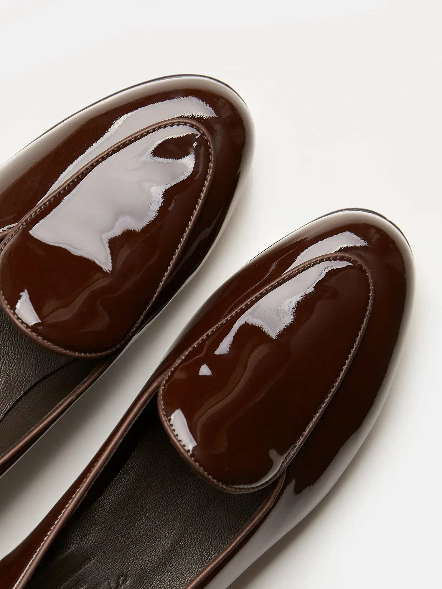 Belgian Loafers in Chocolate Patent