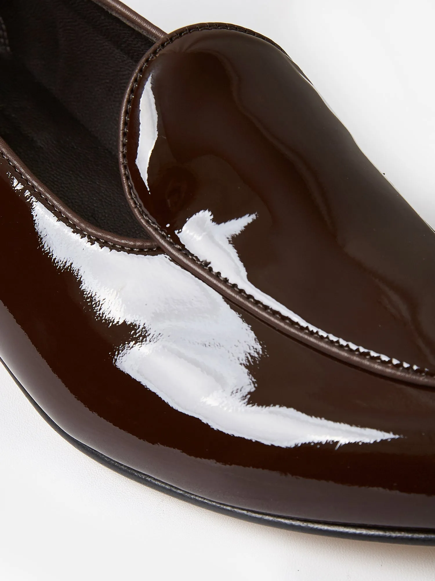 Belgian Loafers in Chocolate Patent