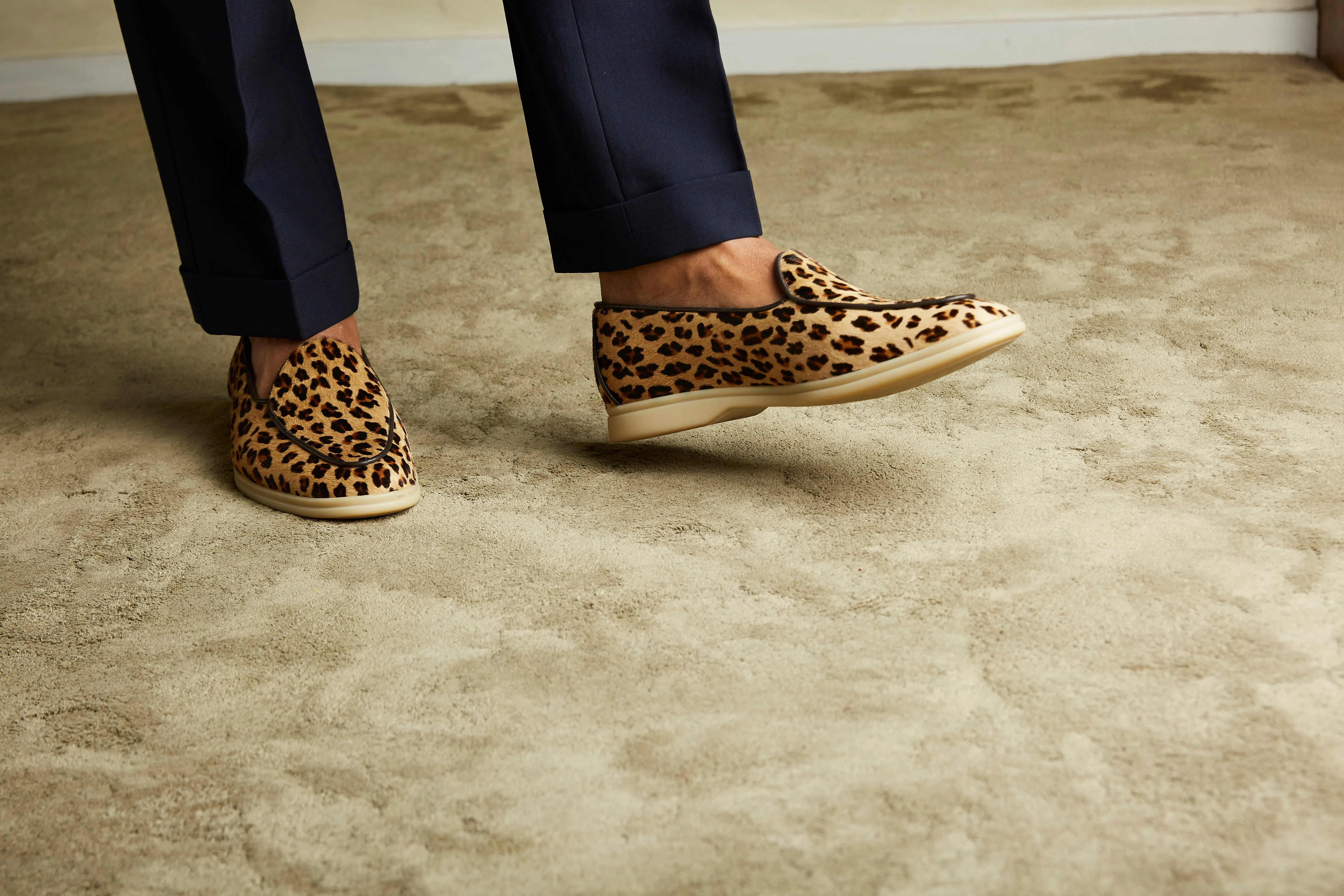 Belgian Loafers in Leopard Print Pony Hair