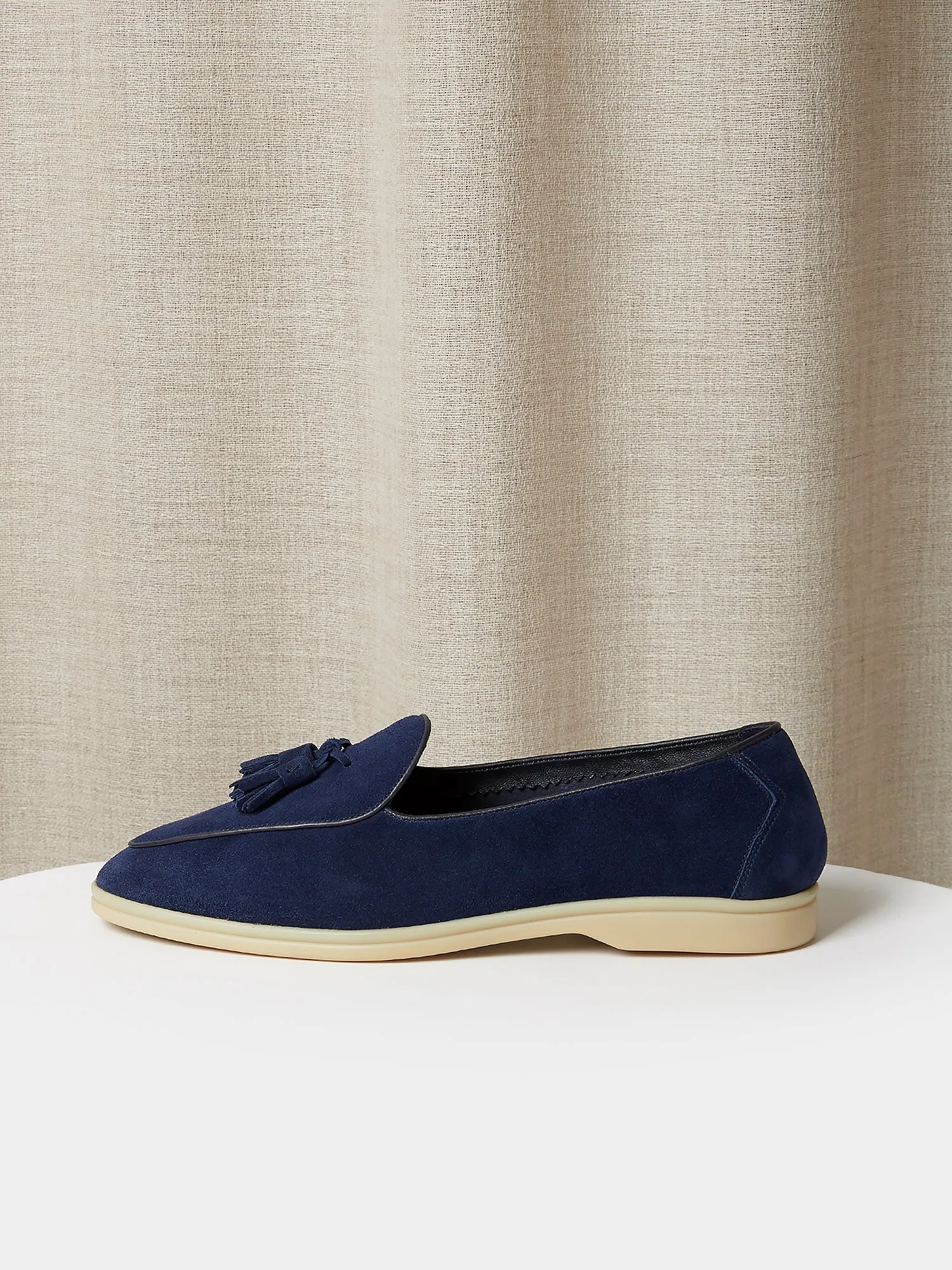 Belgian Loafers in Unlined Navy Suede