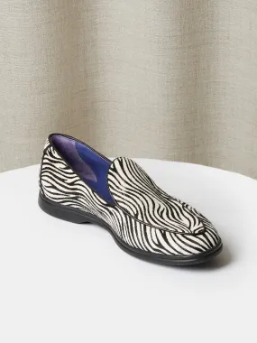 Belgian Loafers in Zebra Pony Hair with Rubber Soles