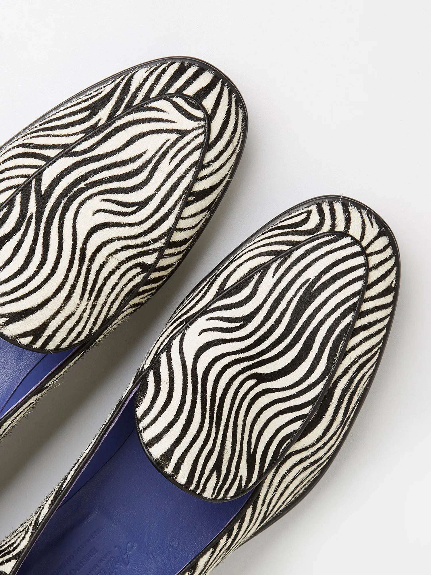 Belgian Loafers in Zebra Pony Hair with Rubber Soles