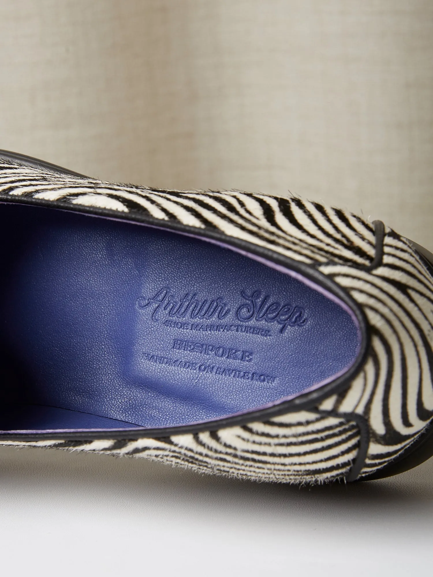 Belgian Loafers in Zebra Pony Hair with Rubber Soles