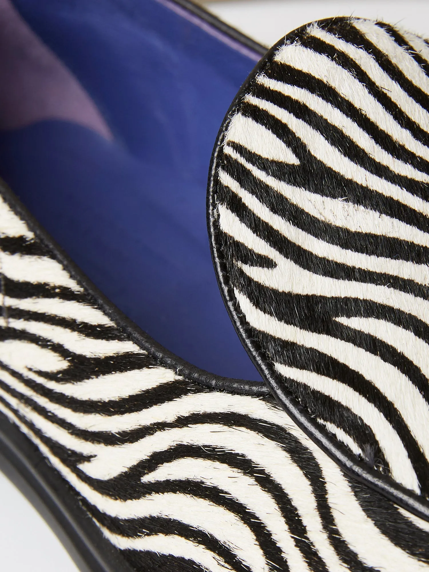 Belgian Loafers in Zebra Pony Hair with Rubber Soles