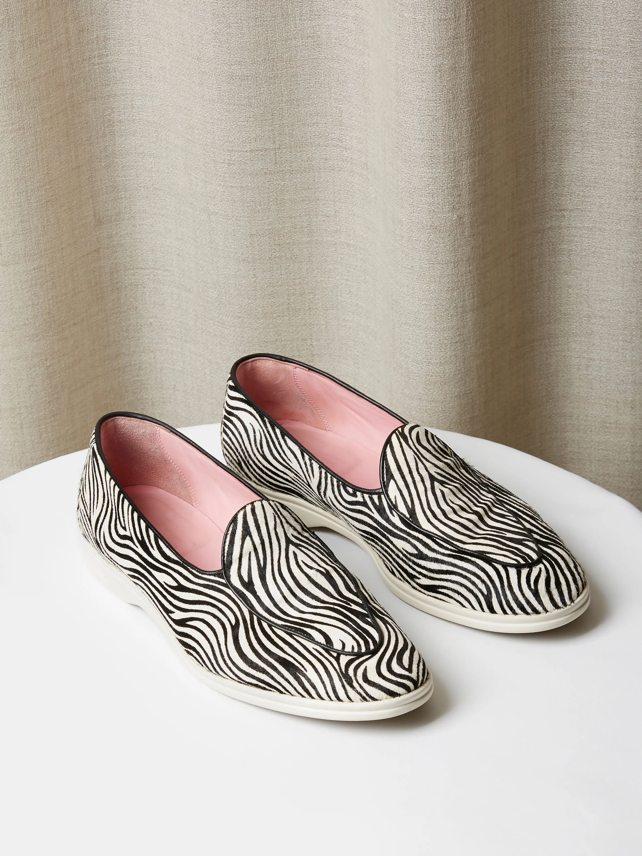 Belgian Loafers in Zebra Print Pony Hair