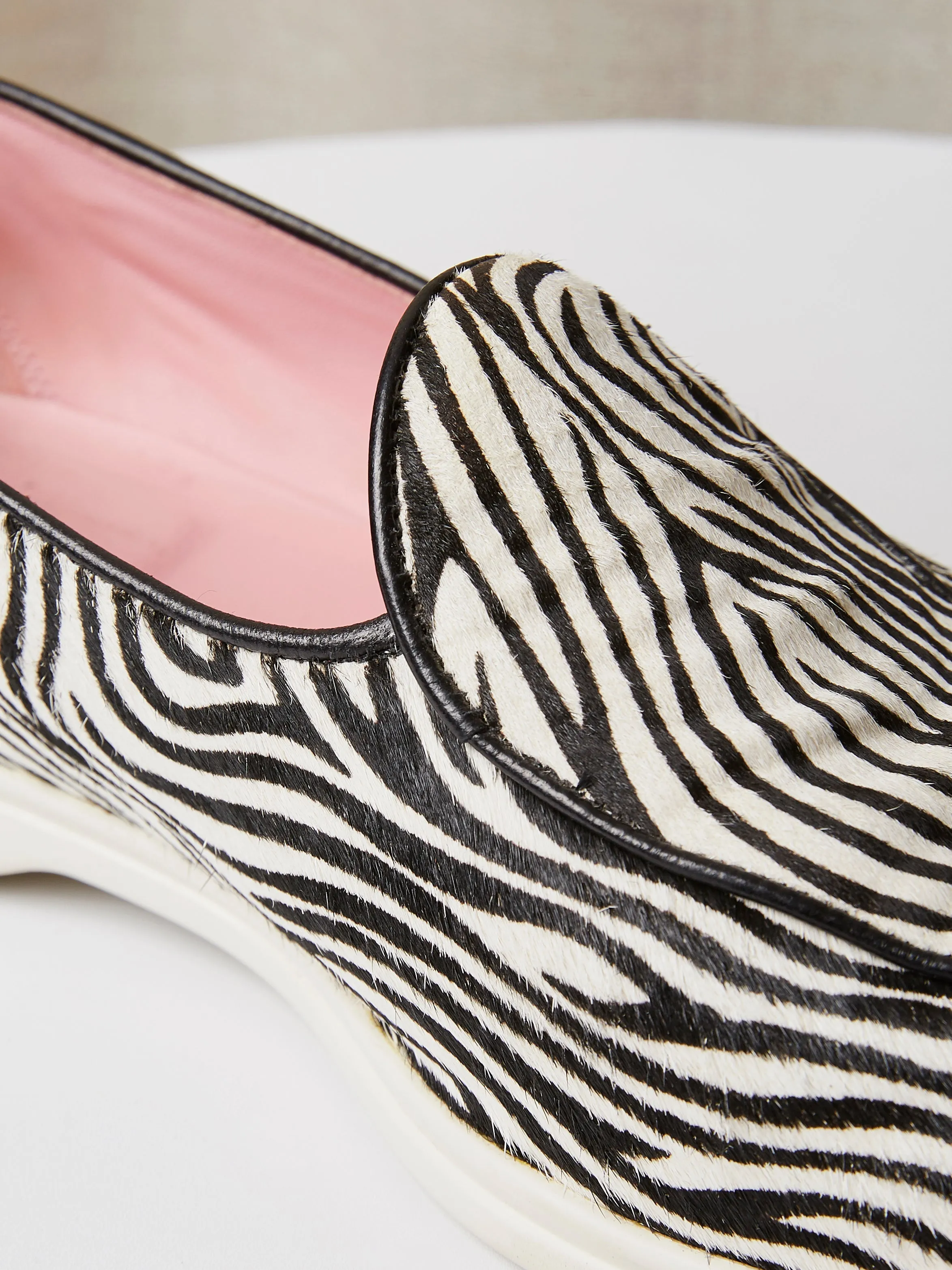 Belgian Loafers in Zebra Print Pony Hair