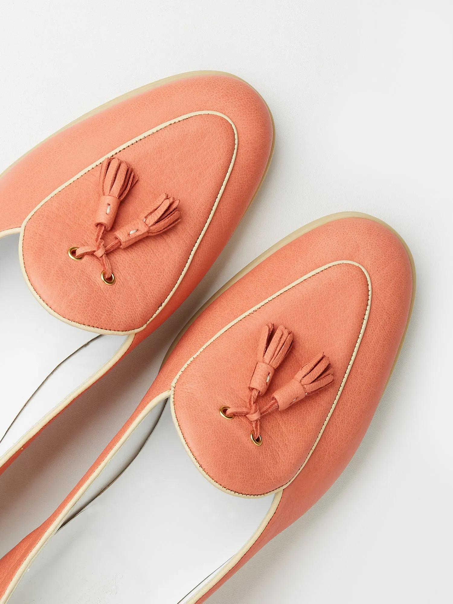 Belgian Tassel Loafers in Coral Deer Leather