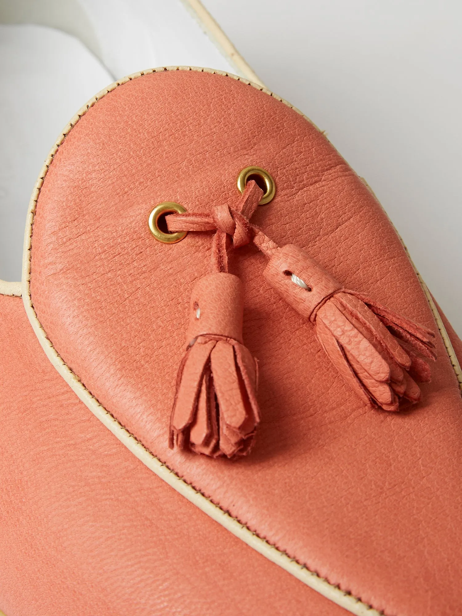 Belgian Tassel Loafers in Coral Deer Leather