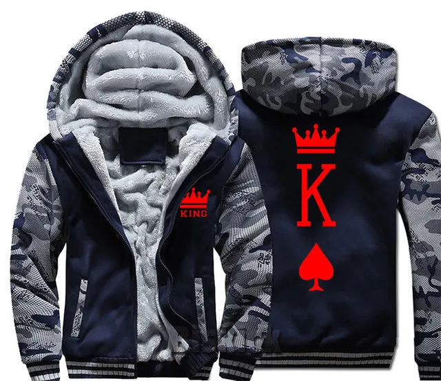 Blue and Grey King Zipper Hoodie