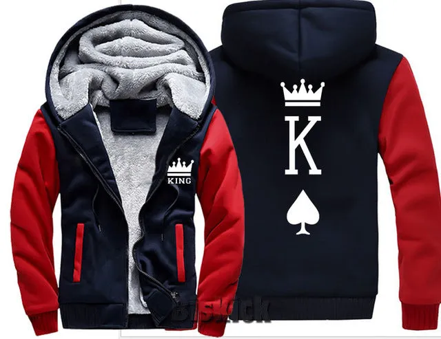 Blue and Grey King Zipper Hoodie