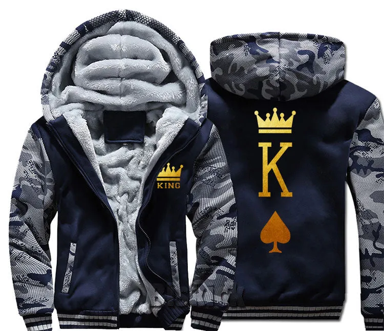 Blue and Grey King Zipper Hoodie