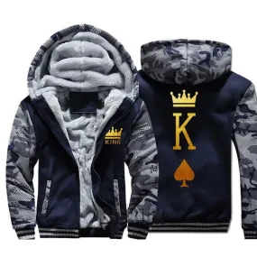 Blue and Grey King Zipper Hoodie