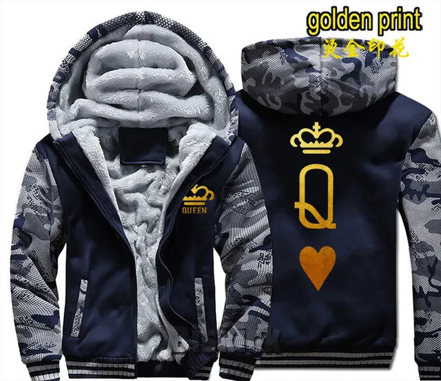 Blue and Grey King Zipper Hoodie