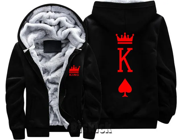 Blue and Grey King Zipper Hoodie