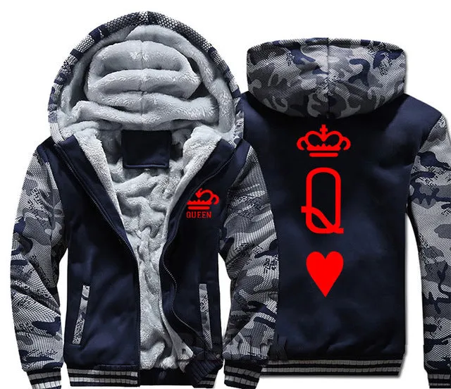 Blue and Grey King Zipper Hoodie