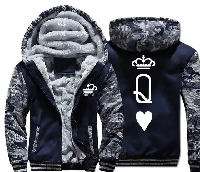 Blue and Grey King Zipper Hoodie