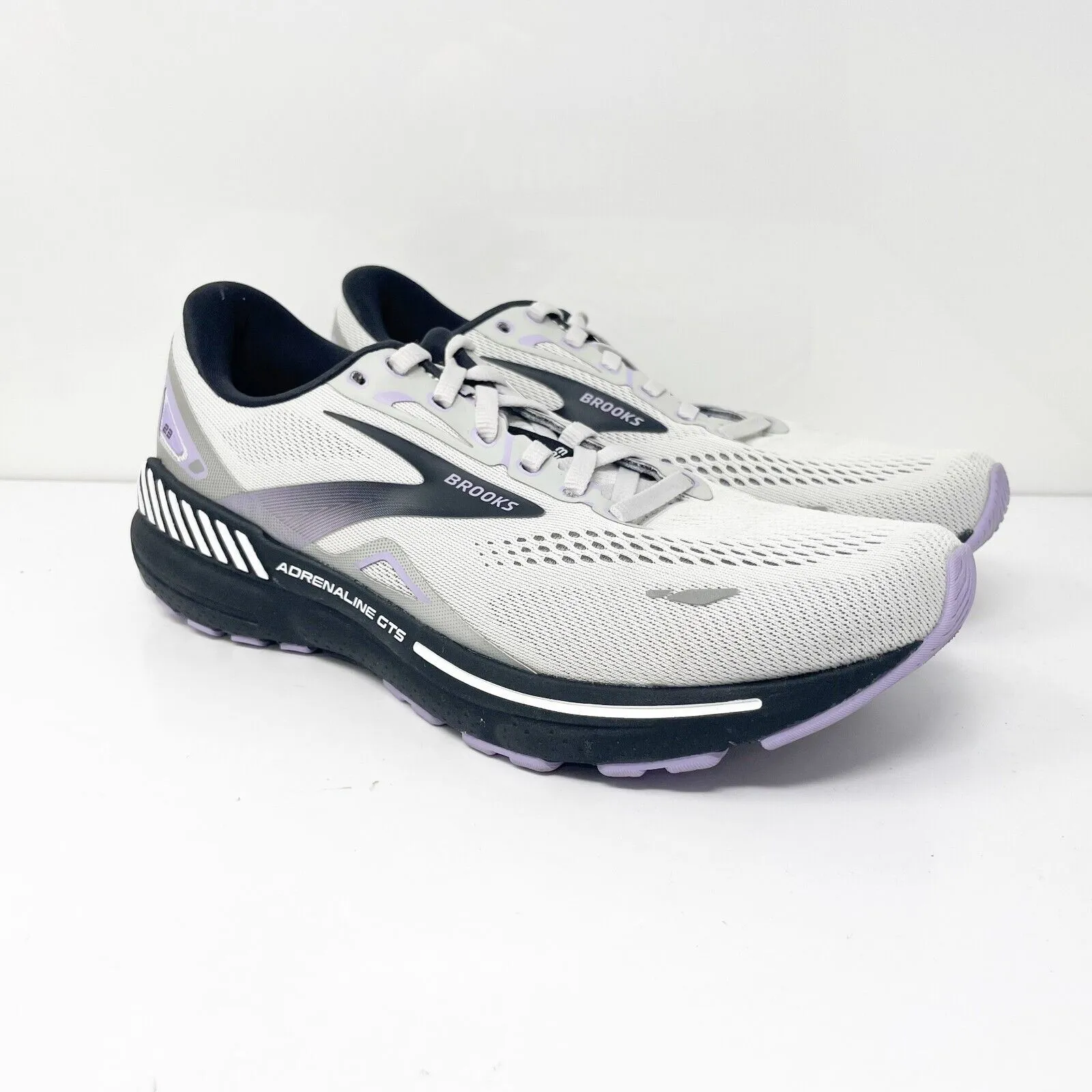 Brooks Womens Adrenaline GTS 23 1203811B039 White Running Shoes Sneakers 10.5 B