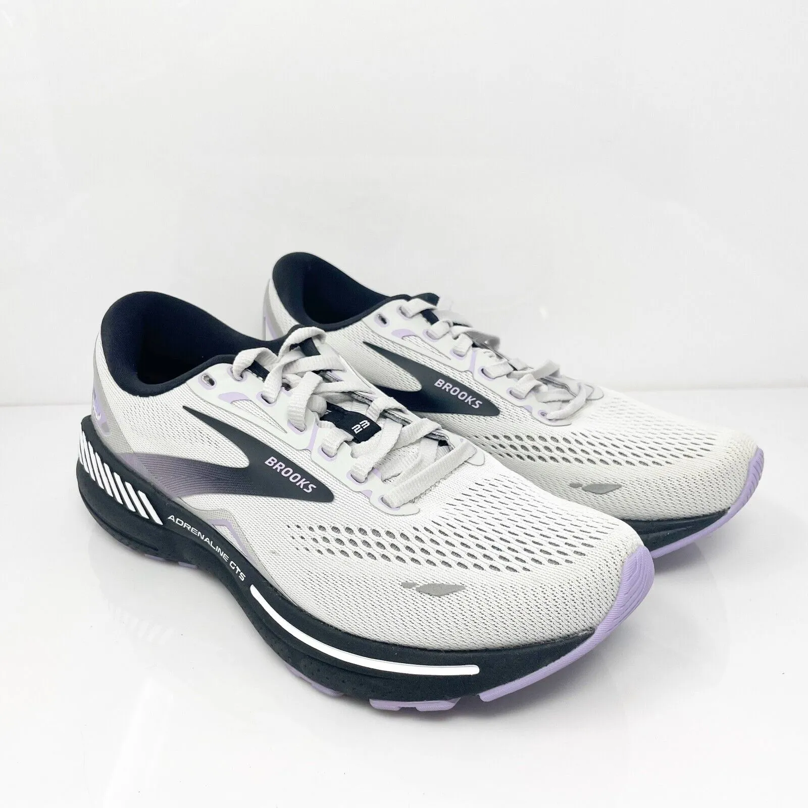 Brooks Womens Adrenaline GTS 23 1203811B039 White Running Shoes Sneakers Sz 8 B