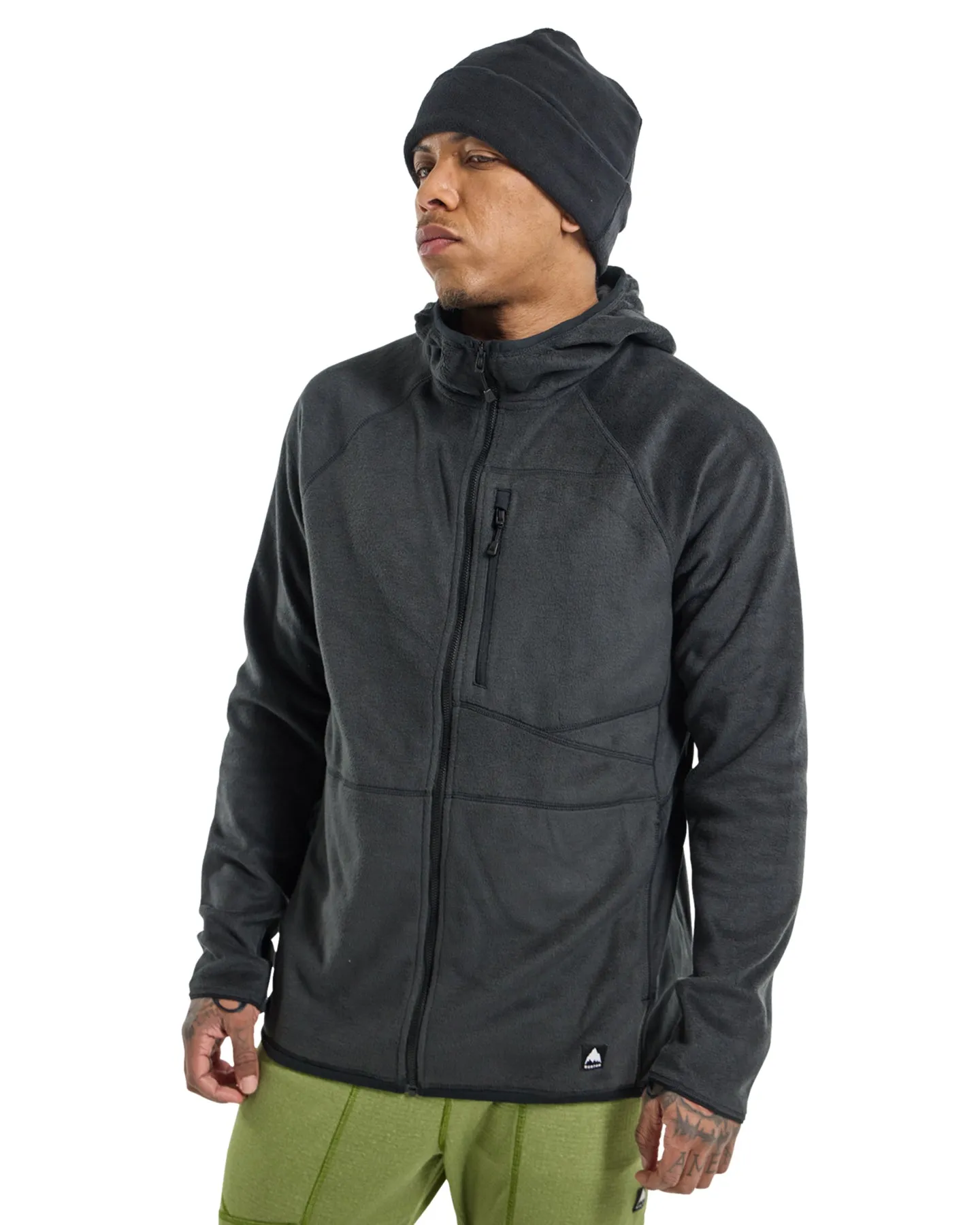 Burton Men's Stockrun Warmest Hooded Full-Zip Fleece - True Black | Shop Clothing at Trojan Wake Ski Snow & Snow Skiers 