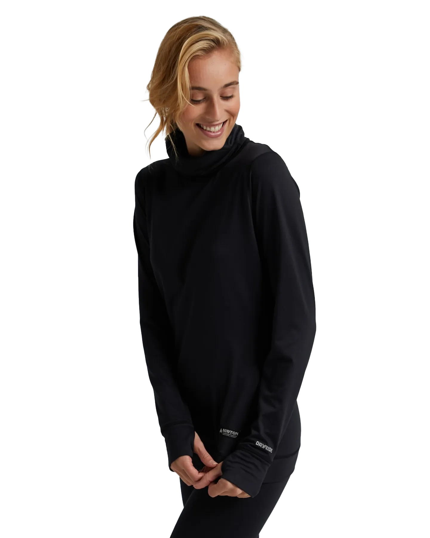 Burton Women's Midweight Base Layer Long Neck Shirt - True Black | Shop Long Johns at Trojan Wake Ski Snow & Snow Skiers