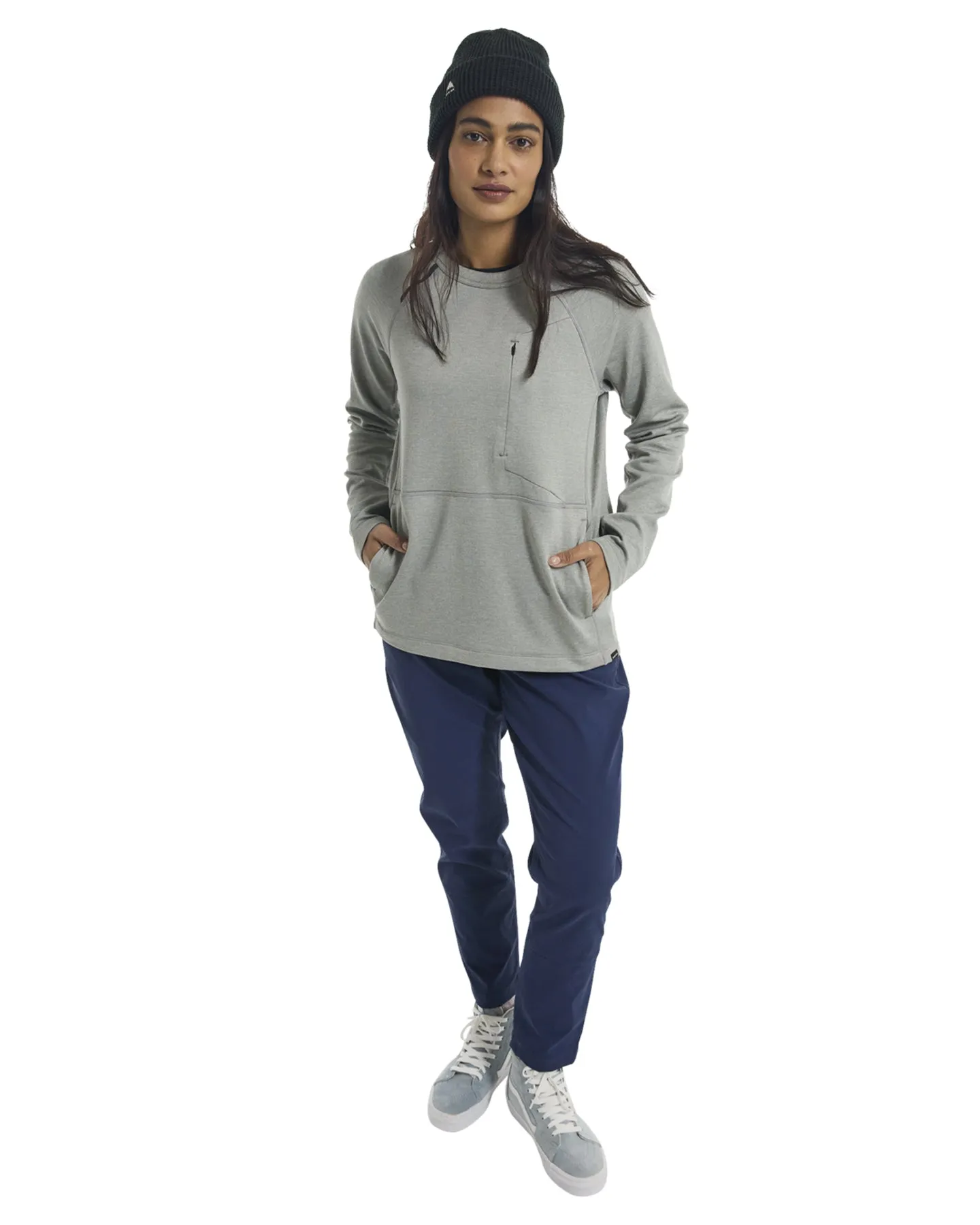 Burton Women's Multipath Grid Crewneck Fleece - Sharkskin | Shop Clothing at Trojan Wake Ski Snow & Snow Skiers Warehous