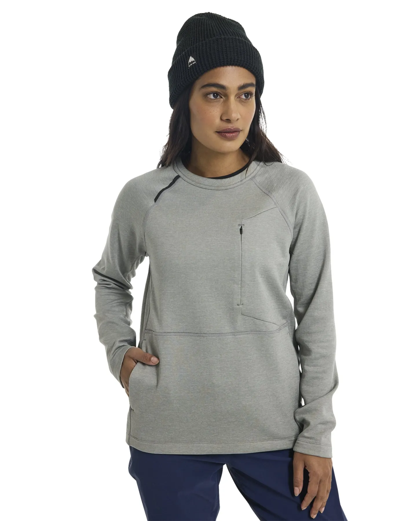 Burton Women's Multipath Grid Crewneck Fleece - Sharkskin | Shop Clothing at Trojan Wake Ski Snow & Snow Skiers Warehous