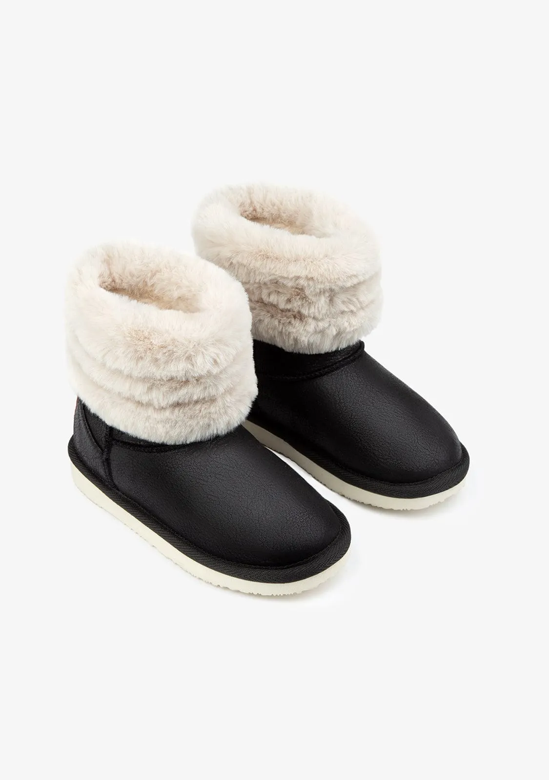 B&W Girl's Black Aviator Fur Australian Boots