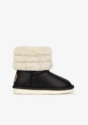 B&W Girl's Black Aviator Fur Australian Boots