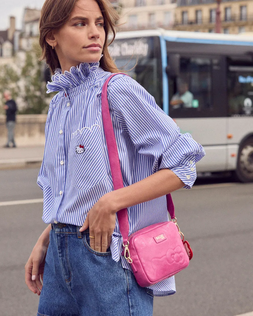 Chemise Léonor rayures bleu et blanc Hello Kitty