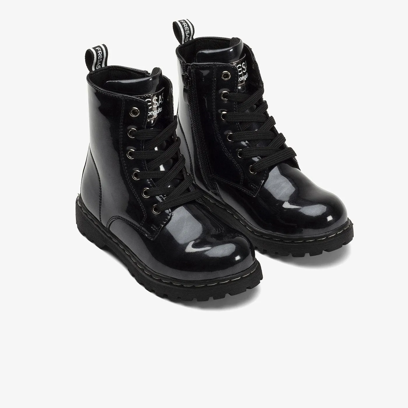 Children's Black Patent Leather Boots