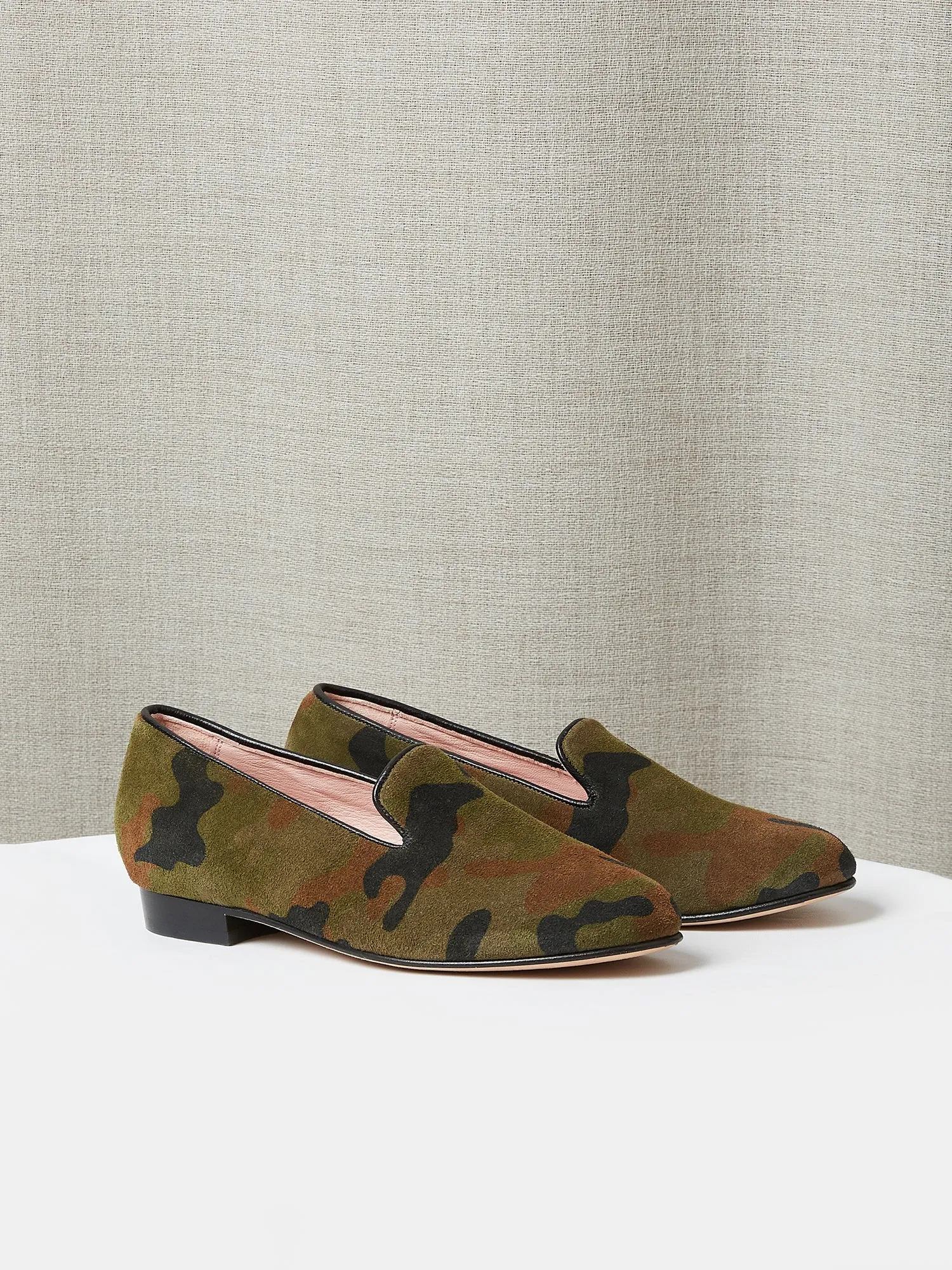 Children's Loafers in Army Green Camouflage Suede