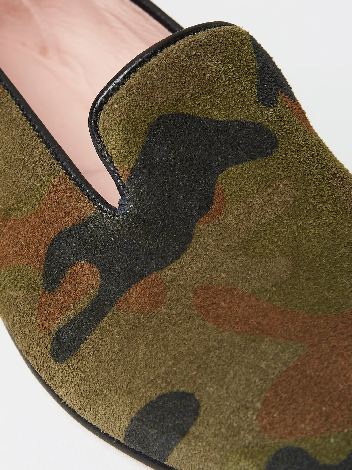 Children's Loafers in Army Green Camouflage Suede