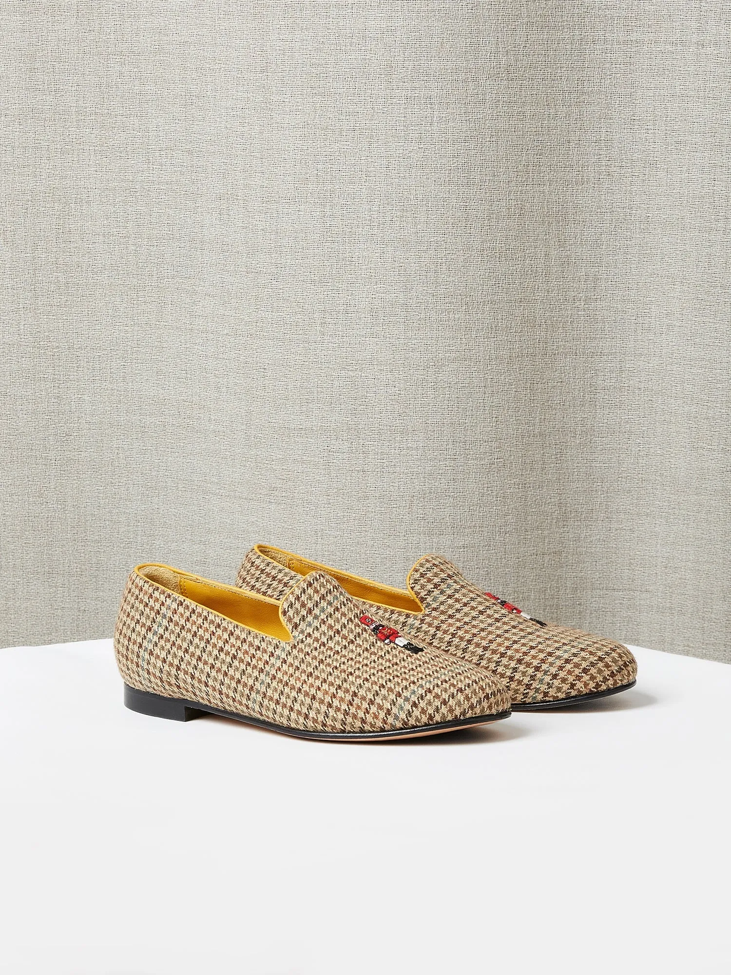 Children's Loafers in Tweed with Embroidery